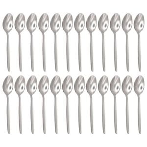 Argon Tableware Economy Silver Teaspoons - 24x Durable Rust Resistant Stainless Steel Finish Dishwasher Safe Flatware Set