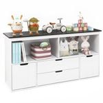 Costway Kids Toy Storage Organizer Wood Entertainment Unit w/Drawers Playroom Bedroom White