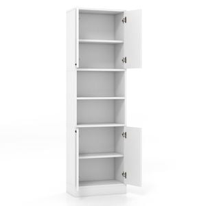 Costway Kitchen Pantry Cabinet 190cm Tall Dispaly Cabinet Storage Cupboard White