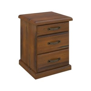 Timothy Bedside 3 Drawer Table - Rough Sawn Blackwood