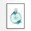 Green Colored Perfume with Flowers Design Print 100% Australian Made 60x90cm (Poster)
