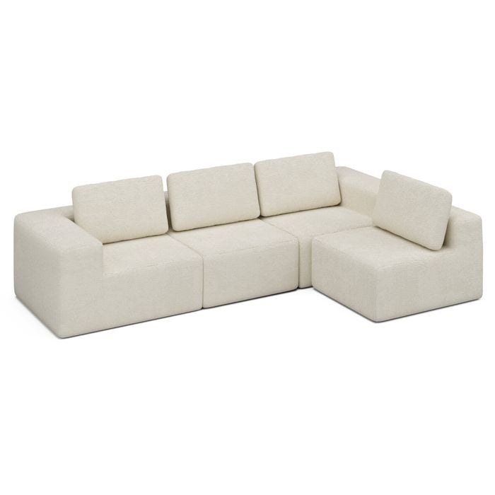 Advwin 340cm 4 Seater Sofa Convertible L Shaped Sofa Chenille Compressed Sofa Modular Couch No Assembly Beige