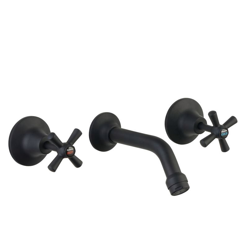 Cadenza Matte Black Ceramic Disc Bath Set