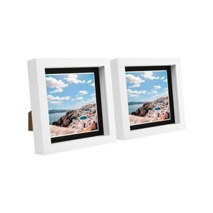 Nicola Spring 6" x 6" White 3D Box Photo Frames - 4" x 4" Mount - Pack of 2