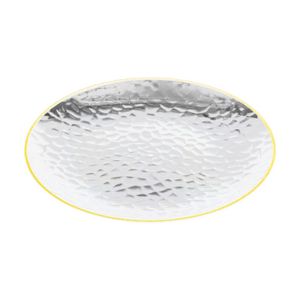 6x 10pc Partyware Heavy Duty Dimple Plates Set W/ Gold Rim 180mm Clear