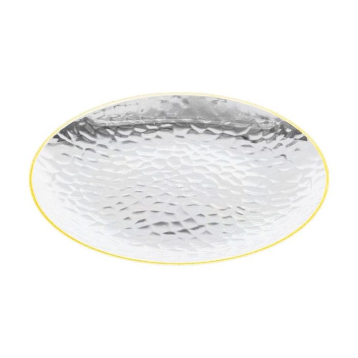 6x 10pc Partyware Heavy Duty Dimple Plates Set W/ Gold Rim 180mm Clear