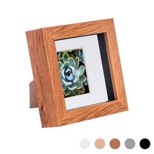 Nicola Spring Acrylic 3d Box Photo Frame With 2" X 2" Mount - 4" X 4"  - Dark Wood