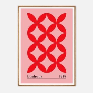 Galrie Bauhaus 1919 Geometric Red Art Print - Vintage Style Home Decor, Wood Frame, A3 30 x 42cm (12 x 16inch)