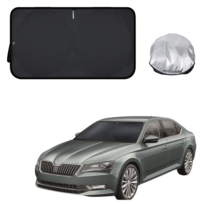 Front Windscreen Sun Shade for Skoda Superb 2015 - Current (B8, typ 3V) - Standard 150 x 85 cm - Black