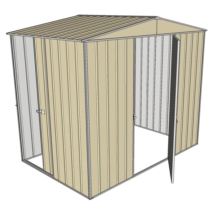 Build-a-Shed 2.3 x 1.5 x 2.3m Single Hinge and Single Sliding Door Narrow Shed - Cream