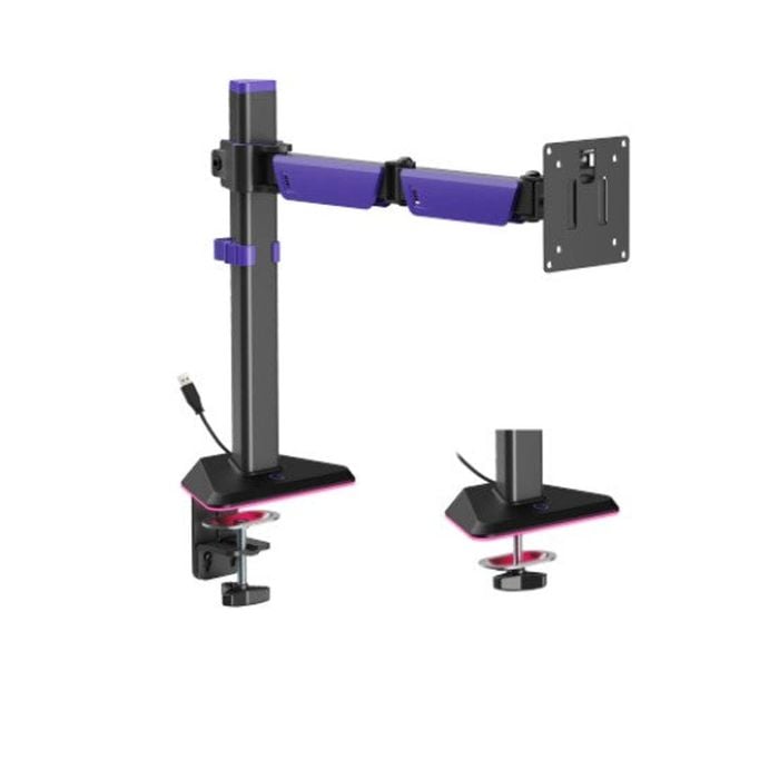 Brateck Articulating Rgb Lighting Gaming Monitor Arm 17"- 40" - Black