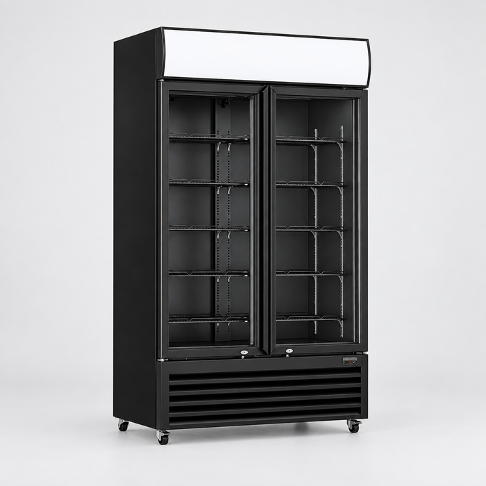 Thermaster Colourbond Upright Beverage Fridge 2 Doors Black - LG-1000BP