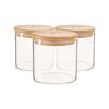 Argon Tableware Scandi Glass Storage Jars with Wooden Lids - 550ml - Pack of 3