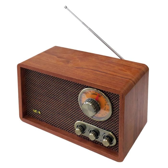 Vintage Wooden  AM/FM Bluetooth Radio  with Tone Control  Rechargeable Battery