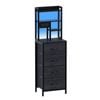 Ufurniture Tall Led Nightstand With Charging Station, Bedside Table With 4 Drawers