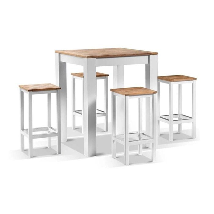 Outdoor Balmoral 4 Seater Square Teak Top  Bar Setting