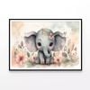 Baby Elephant Watercolor Style  Print 100% Australian Made 90x60cm  (Poster)