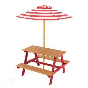 Teamson 120cm Red Dakota Picnic Table with Umbrella