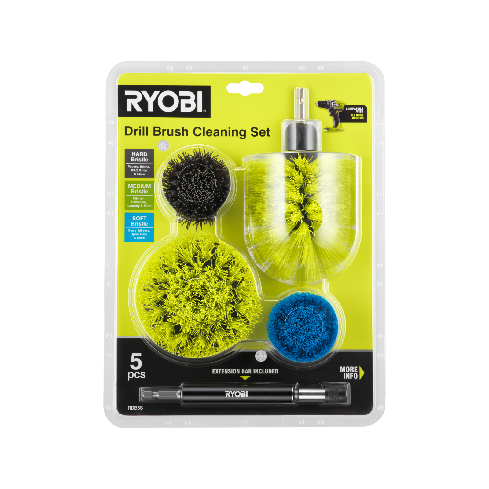 Ryobi 5 Piece Drill Brush Set Bunnings Australia