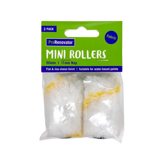 ProRenovator 50mm Fabric Mini Rollers - 2 Pack