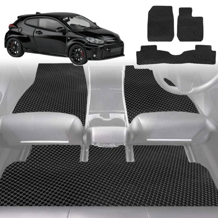 6D Diamond Car Floor Mats for Toyota GR Yaris 2021-Current-Full Set-Black-Outback GT