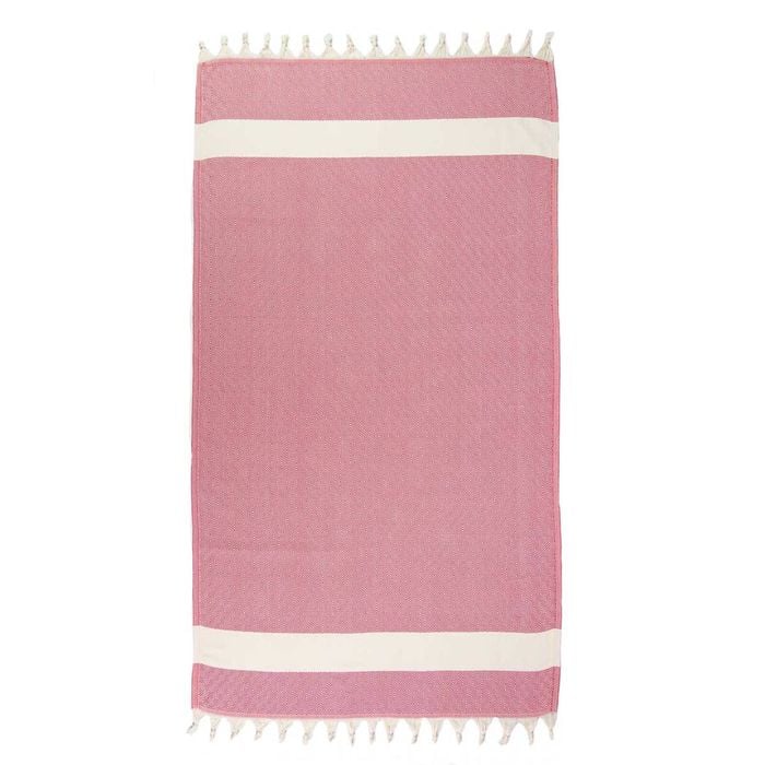 Red and White Stripe Turkish Beach Towel - 100cm x 160cm