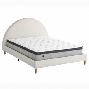Zinus Queen Boucle Upholstered Platform Bed Frame & Pocket Spring Mattress Set, 30cm Euro