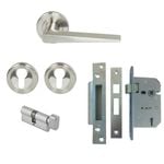 Miles Nelson Satin Nickel Lucca Round Rosette Entrance Set