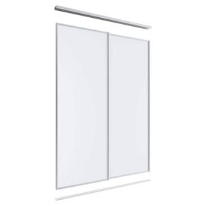 Lugna 2400 x 1201-1800mm Clear Anodised Melamine Wardrobe Double Sliding Doors