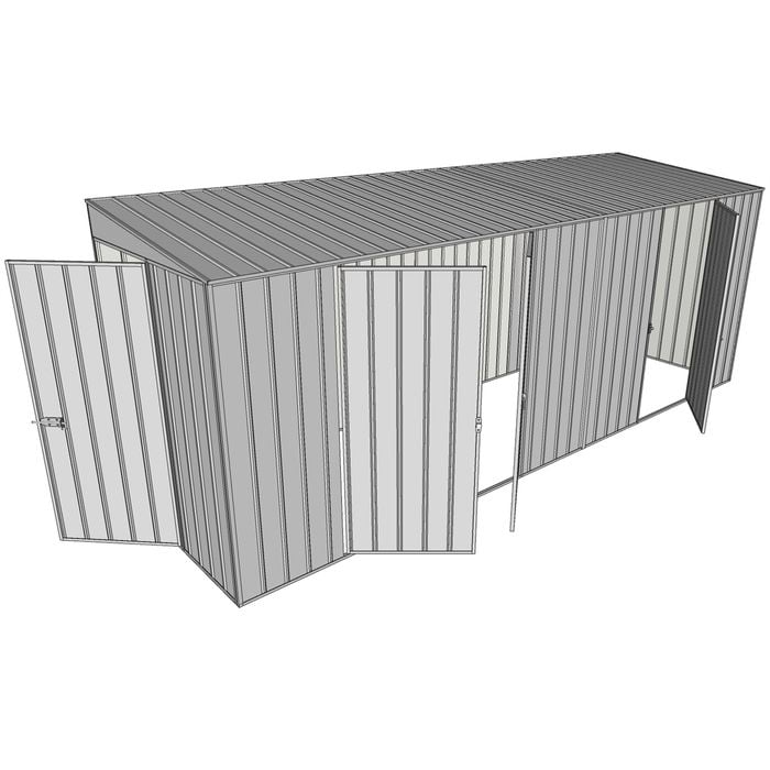 Build-a-Shed 1.5 x 5.2 x 2m Double and Single Hinged Side Door Skillion Shed - Zinc