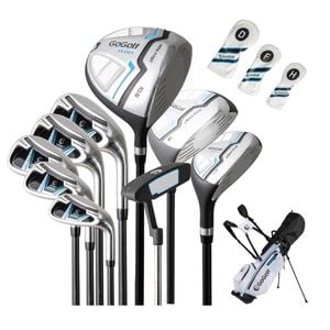 Costway 15pcs Men's Portable Complete Golf Club Set Stand Bag White