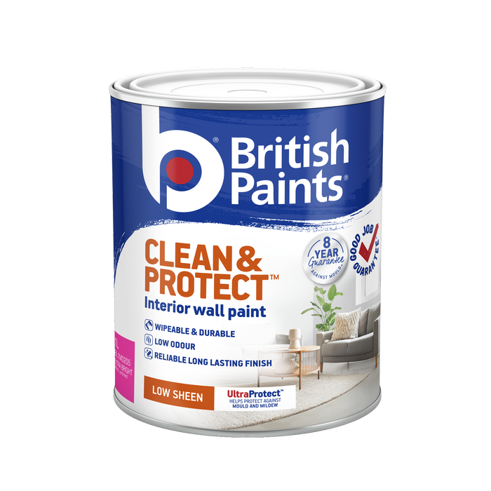 British Paints Extra Bright Low Sheen Clean And Protect Interior Paint - 1L