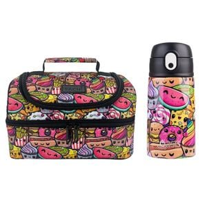 Sachi Insulated Double Decker Lunch Bag & Kids Drink Bottle 400ml - Squishies Bundle