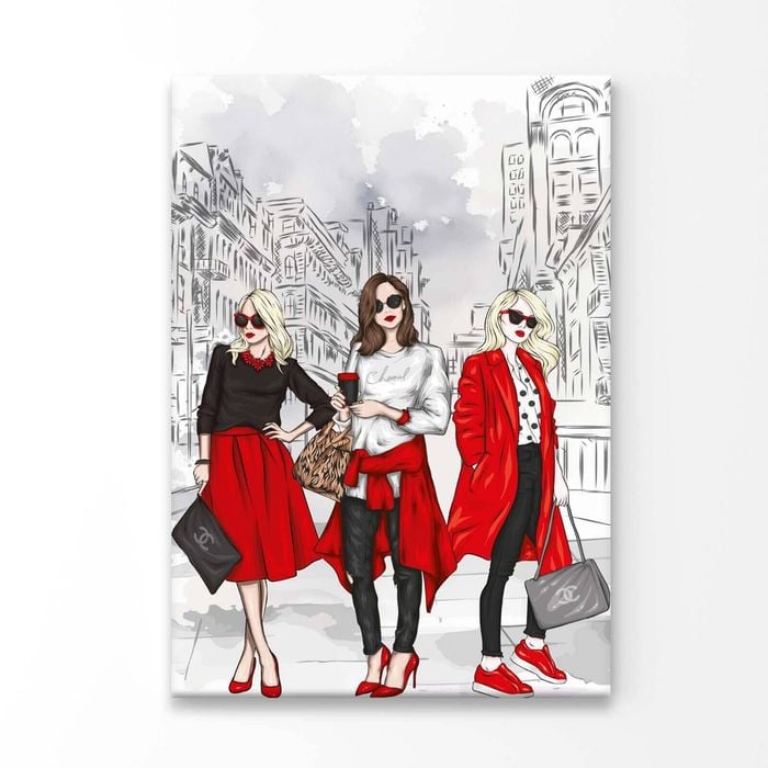 Stylish Women with Fashion Store Print 100% Australian Made 60x90cm (Stretched Canvas)