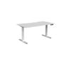 Olg Agile Motion Plus Round Leg White Frame White Top Scallop Height Adjustable Desk L1800mm X W750mm