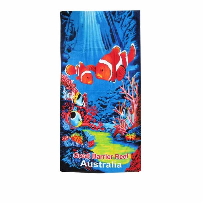 Australian Souvenir Cotton Beach Towel 75 X 150 Cm Great Barrier Reef