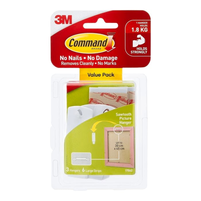 Command™ White  Adhesive Sawtooth Picture Hanger Value Pack - 3 Pack
