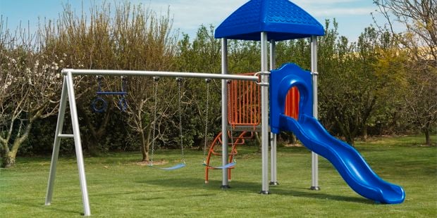 Playground with slide and swings