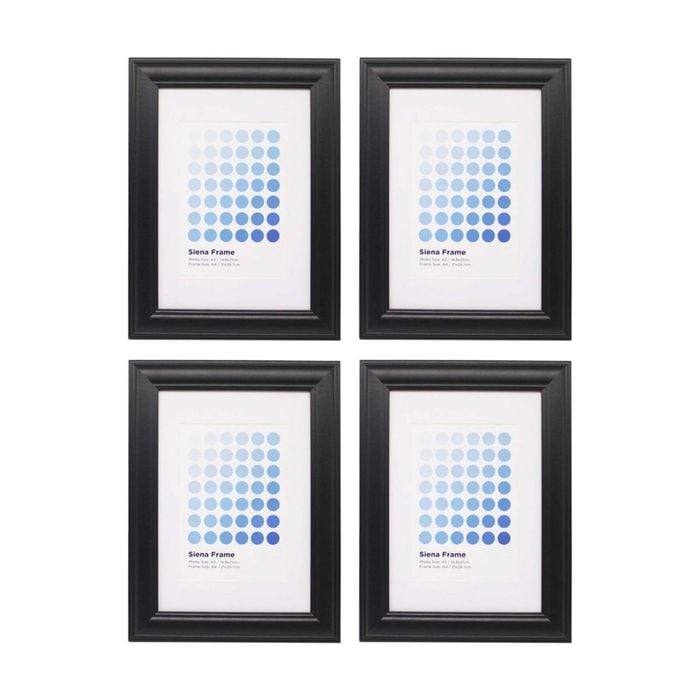 4PK Braz A4 Siena Image Photo Document Display Frame 29.7x21cm Black