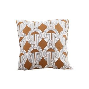 SOGA 45cm Brown Jacquard Throw Pillow – Circular Chain Design