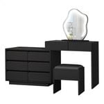 ALFORDSON Dressing Table Stool 8 Drawers Black