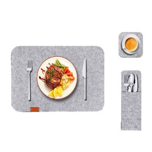 Catzon 1PC Felt Placemats Coasters Cutlery Heat-Resistant Non-Slip Light Gray