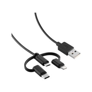 Antsig 2m 3 In 1 Cable USB-A To Lightning Micro USB-C