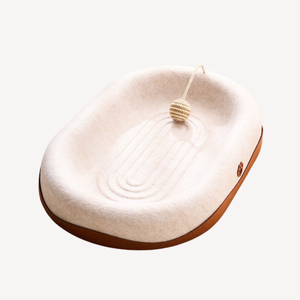 Oval Felt Cat Scratching Bed - Cream White