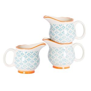 Nicola Spring 6 Piece Hand Printed Milk Jugs Set - Stoneware Tea Coffee Cappuccino Pitchers - 300ml