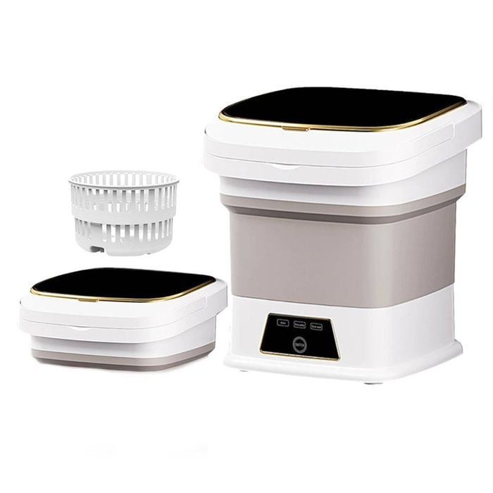 Catzon Portable Washing Machine 13L Foldable Washer with Spin Dry Basket-White