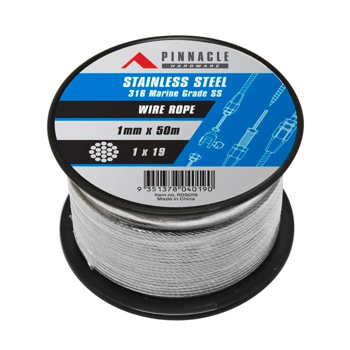 Pinnacle 1mm x 50m 316 Stainless Steel Wire Rope