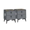 Oikiture Set Of 2 Smart Bedside Tables Grey