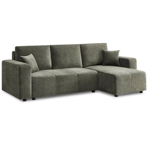 Sarantino Caliana Reversible L Shape Sofa Bed With Storage & Backrest - Green