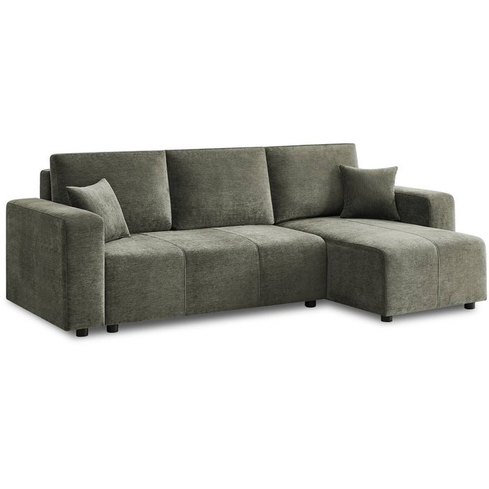 Sarantino Caliana Reversible L Shape Sofa Bed With Storage & Backrest - Green